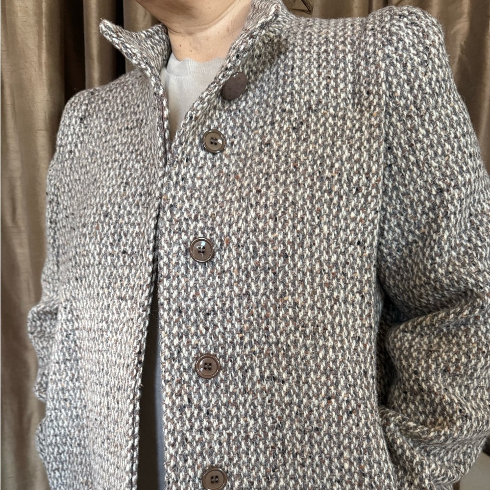 Gray Teddy Jacket with Stand-Up Collar